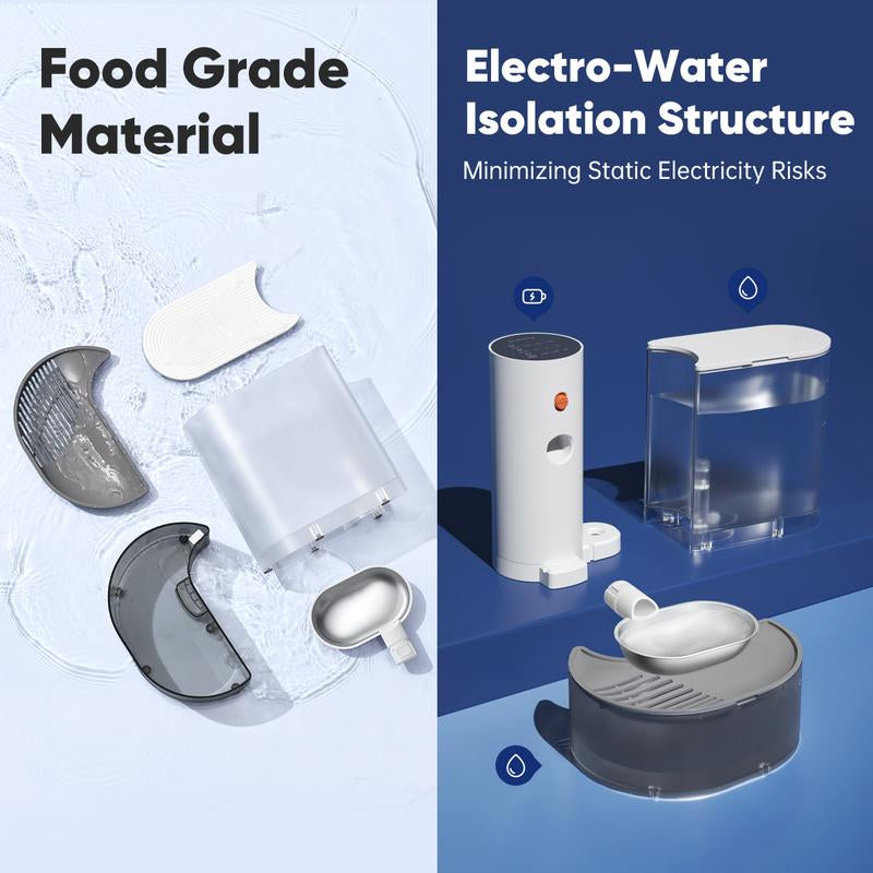 Smart Self-Refill Pet Water Fountain, Stainless Steel Bowl, 2025 New Arrival,Automatic Pet Water Dispenser, Pet Feeding Supplies for Small Dogs&Cats, Kitten Drinking Fountain, Dog&Cat Accessories, Cat Stuff, Petlife.