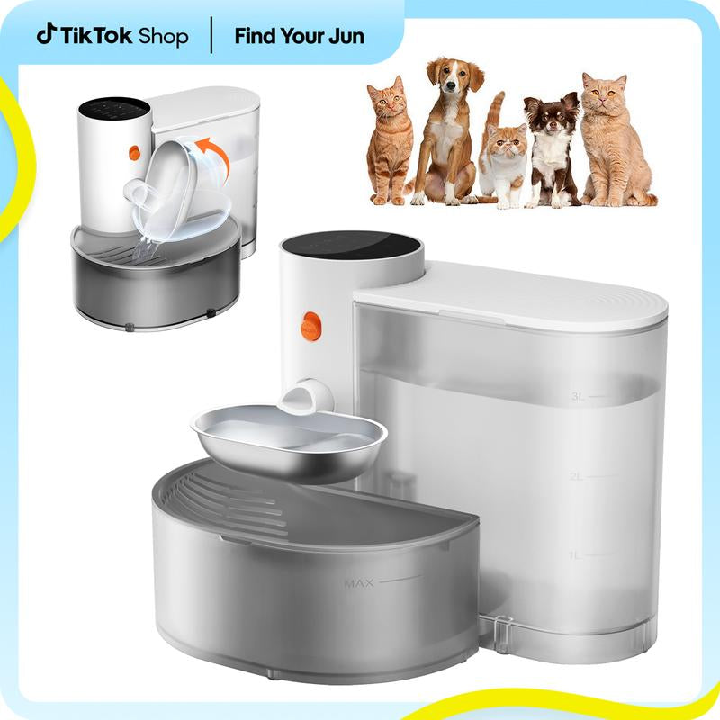 Smart Self-Refill Pet Water Fountain, Stainless Steel Bowl, 2025 New Arrival,Automatic Pet Water Dispenser, Pet Feeding Supplies for Small Dogs&Cats, Kitten Drinking Fountain, Dog&Cat Accessories, Cat Stuff, Petlife.